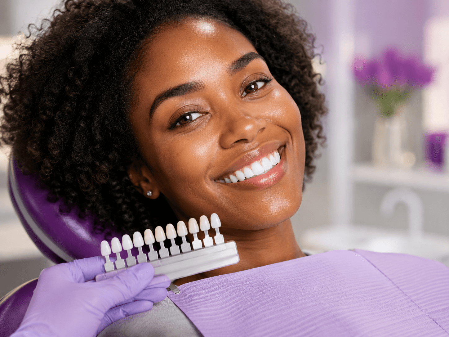 Close-up of a beautifully whitened, bright natural smile